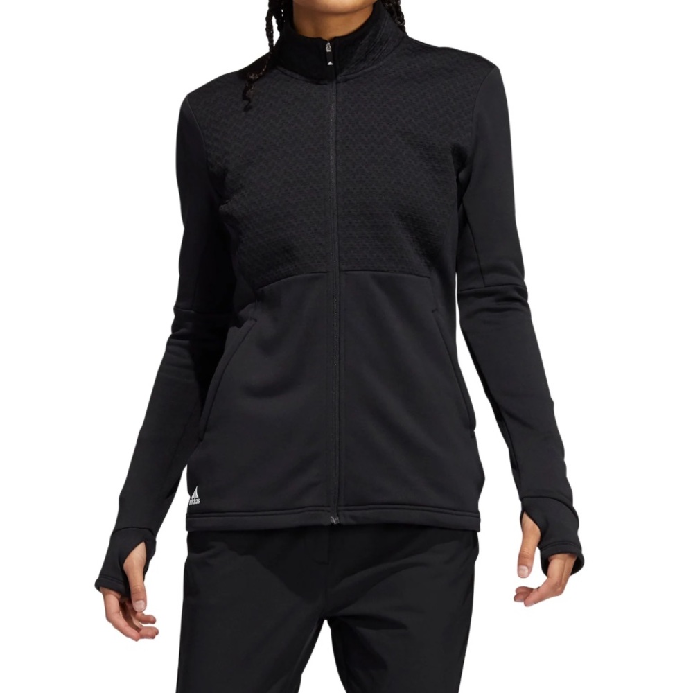 adidas Golf Jacket Zip Front Athletic Black Pockets Long Sleeve Women’s Small